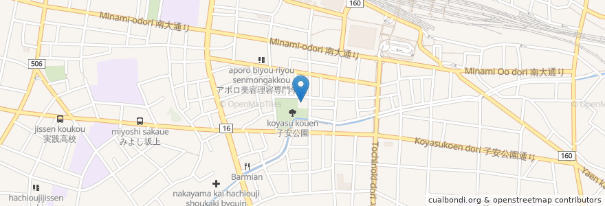 Mapa de ubicacion de 子安母子館 en Jepun, 東京都, 八王子市.
