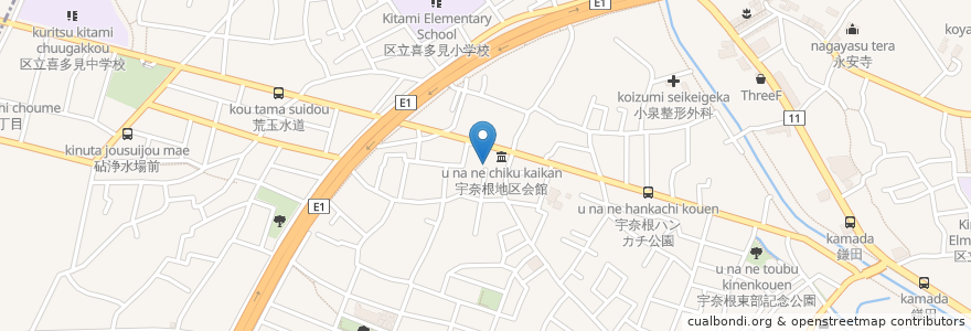 Mapa de ubicacion de 宇奈根地区会館 en Jepun, 東京都, 世田谷区.