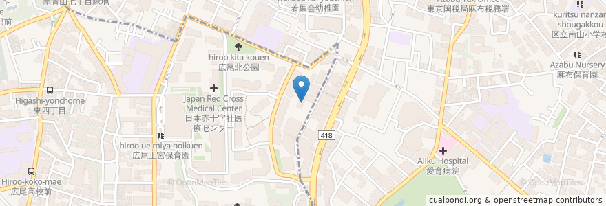 Mapa de ubicacion de 宮代学園 en Japón, Tokio, Minato, 広尾.