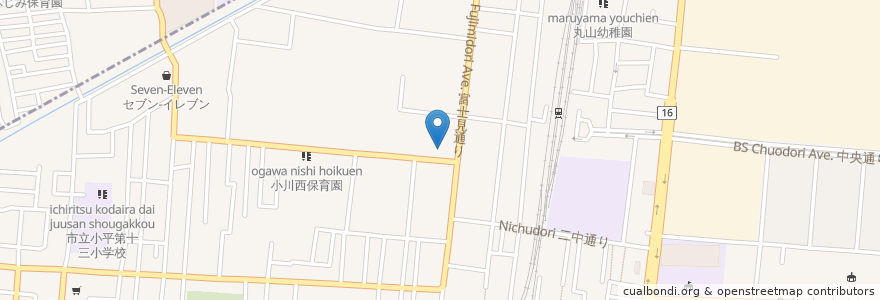 Mapa de ubicacion de 小川ホーム在宅介護支援センター en 日本, 東京都, 東村山市, 小平市.