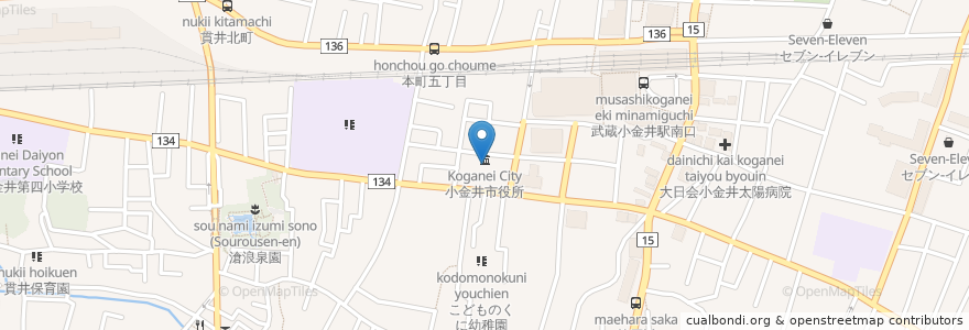 Mapa de ubicacion de 小金井市基幹在宅介護支援センター en 일본, 도쿄도, 小金井市.