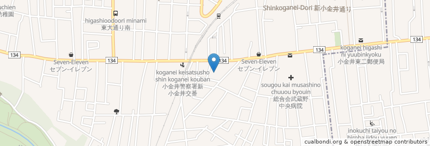 Mapa de ubicacion de 小金井市東センター en Giappone, Tokyo, 小金井市.