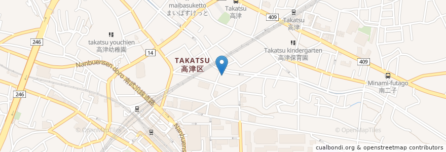Mapa de ubicacion de 川崎市わーくす高津 en Japon, Préfecture De Kanagawa, Kawasaki, 高津区.