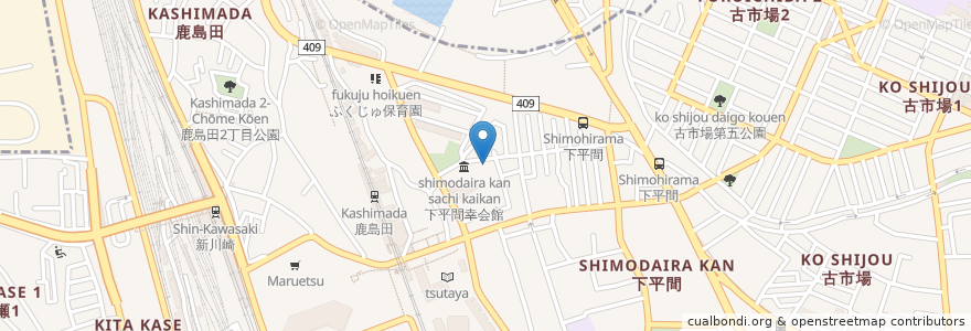 Mapa de ubicacion de 川崎市下平間こども文化センター en Japão, 神奈川県, 川崎市, 幸区.