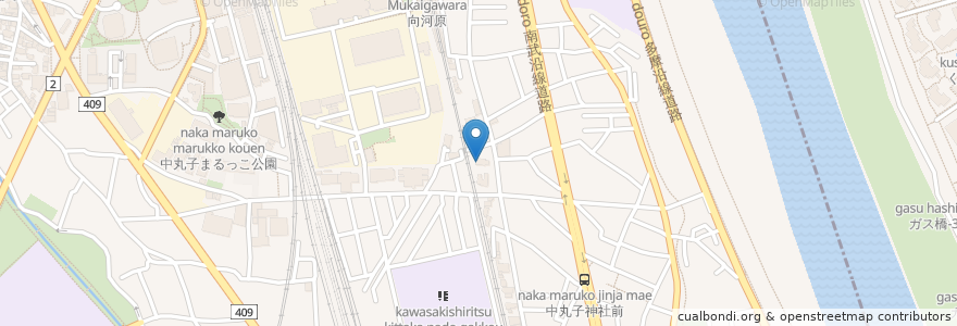 Mapa de ubicacion de 川崎市中丸子老人いこいの家 en 일본, 가나가와현, 川崎市, 中原区.