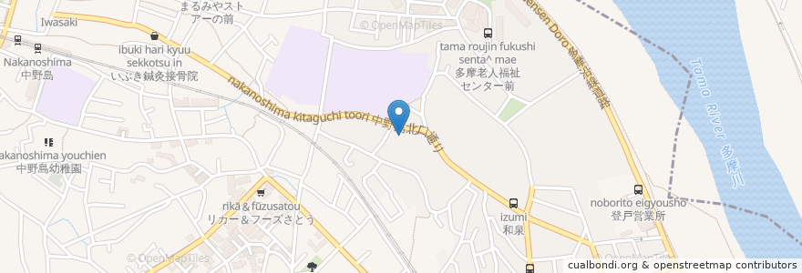 Mapa de ubicacion de 川崎市中野島こども文化センター en 일본, 가나가와현, 川崎市, 多摩区.
