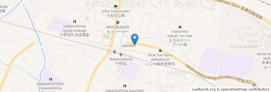 Mapa de ubicacion de 川崎市中野島老人いこいの家 en 日本, 神奈川縣, 川崎市, 多摩区.
