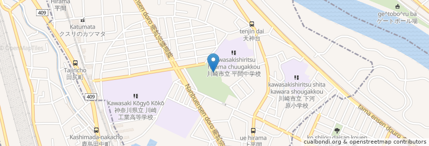Mapa de ubicacion de 川崎市平間こども文化センター en Япония, Канагава, Кавасаки, Саиваи.