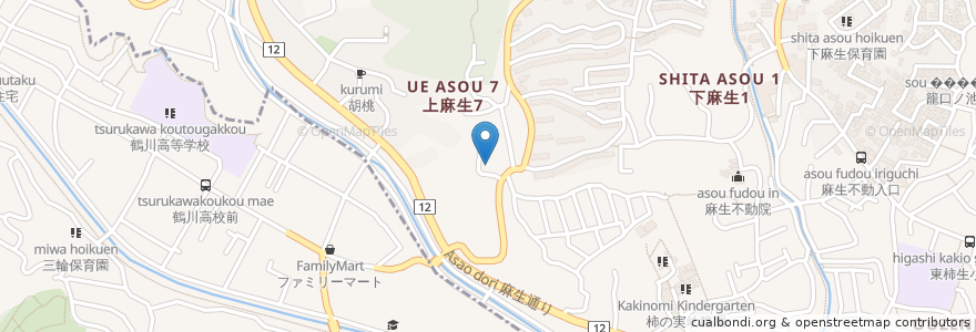 Mapa de ubicacion de 川崎市柿生こども文化センター en Japón, Prefectura De Kanagawa, Kawasaki, 麻生区.
