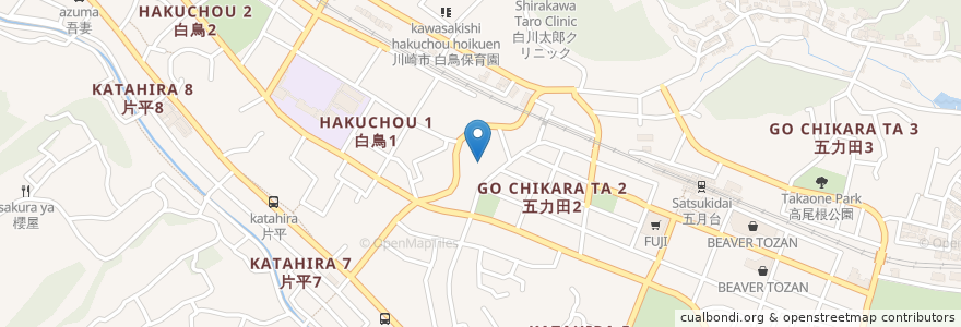 Mapa de ubicacion de 川崎市柿生学園 en Japan, Präfektur Kanagawa, 川崎市, 麻生区.