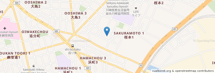 Mapa de ubicacion de 川崎市桜本こども文化センター en Japon, Préfecture De Kanagawa, Kawasaki, 川崎区.