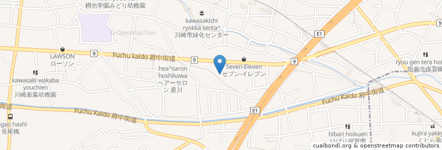 Mapa de ubicacion de 川崎市特別養護老人ホーム　しゅくがわら en Japan, Kanagawa Prefecture, Kawasaki, Tama Ward.