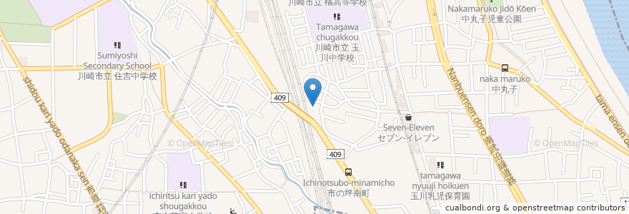 Mapa de ubicacion de 川崎市玉川こども文化センター en 日本, 神奈川県, 川崎市, 中原区.