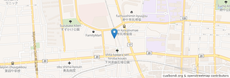 Mapa de ubicacion de 府中共同作業所 en Japão, Tóquio, 府中市.