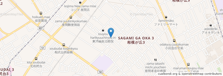 Mapa de ubicacion de 座間市立相模が丘老人憩いの家 en 日本, 神奈川県, 座間市, 相模原市, 南区.