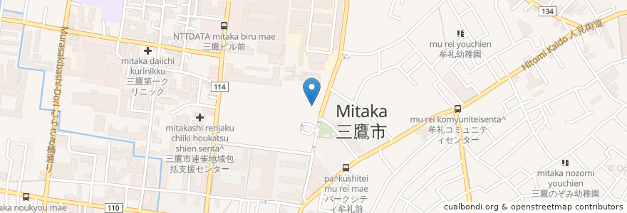 Mapa de ubicacion de あさひ保育園 en Japon, Tokyo, 三鷹市.