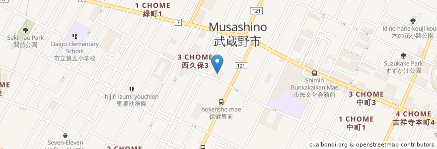 Mapa de ubicacion de 敬老園ロイヤルヴィラ東京武蔵野 en 일본, 도쿄도, 武蔵野市.