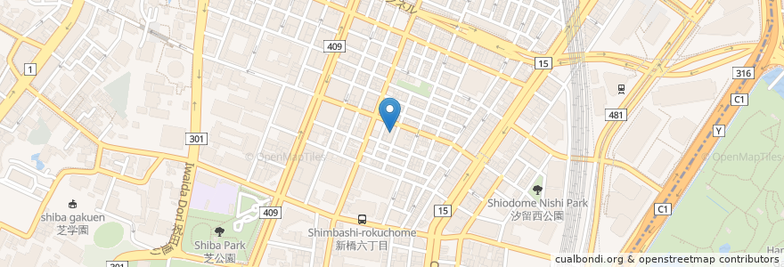 Mapa de ubicacion de 新橋福祉会館 en Japan, Tokyo, Minato.
