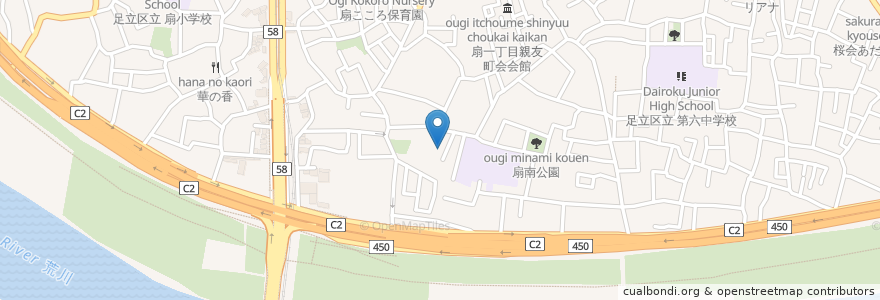 Mapa de ubicacion de 暁星学園 en 日本, 東京都, 足立区.