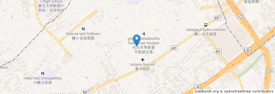 Mapa de ubicacion de 本町敬老館 en Japão, Tóquio, 渋谷区.