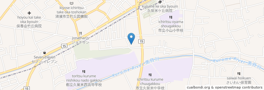 Mapa de ubicacion de 東京都小山児童学園 en 日本, 東京都, 東久留米市.