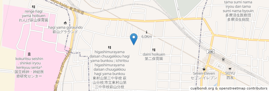 Mapa de ubicacion de 東京都東村山福祉園 en Giappone, Tokyo, 東村山市, 小平市.