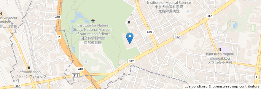 Mapa de ubicacion de 東京都港区　港区立特別養護老人ホーム白金の森 en 日本, 東京都, 港区.