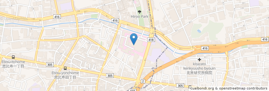 Mapa de ubicacion de 東京都立広尾病院 en Japon, Tokyo, 港区, 渋谷区.