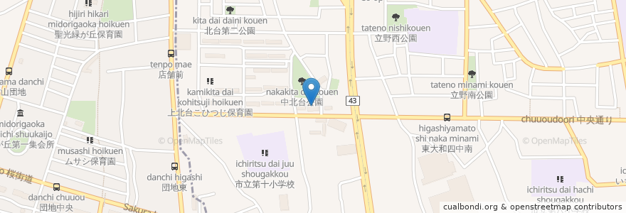 Mapa de ubicacion de 東大和市立上北台老人福祉館 en Япония, Токио, Хигасиямато.