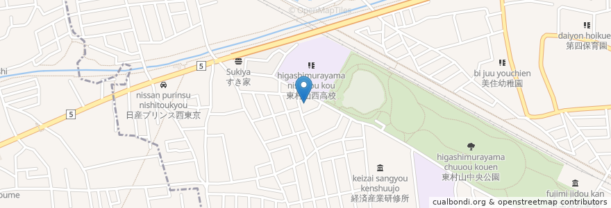Mapa de ubicacion de 東村山市身障者通所授産所 en Japão, Tóquio, 東村山市.
