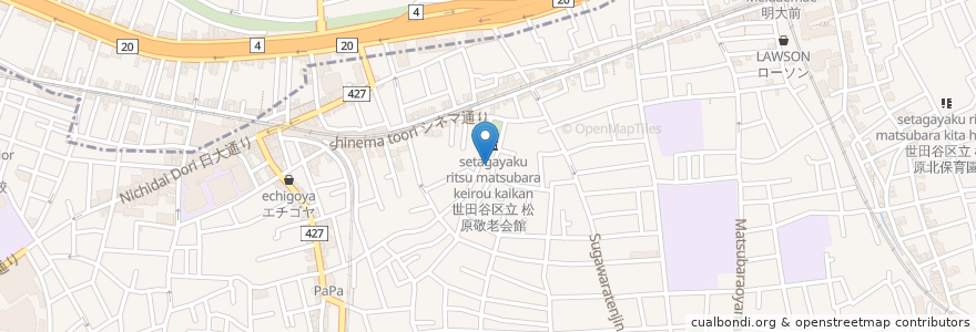 Mapa de ubicacion de 松原敬老会館 en Japan, 東京都, 世田谷区.