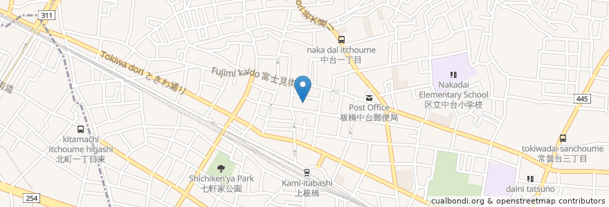 Mapa de ubicacion de 板橋区上板橋在宅介護支援センター en Japan, Tokio, 板橋区.