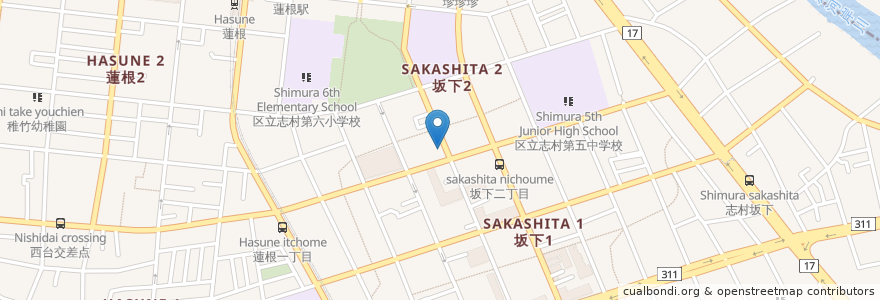 Mapa de ubicacion de 板橋区立蓮根福祉園 en Japonya, 東京都, 板橋区.