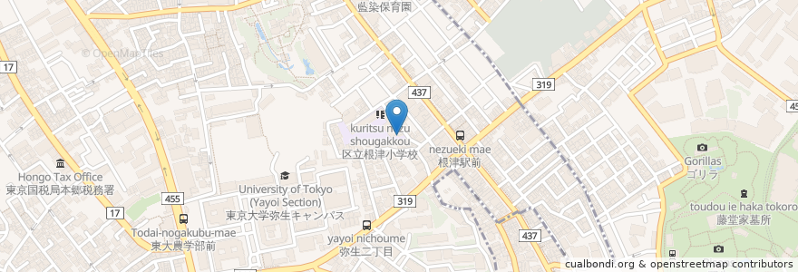 Mapa de ubicacion de 根津寿会館 en اليابان, 東京都, 文京区.