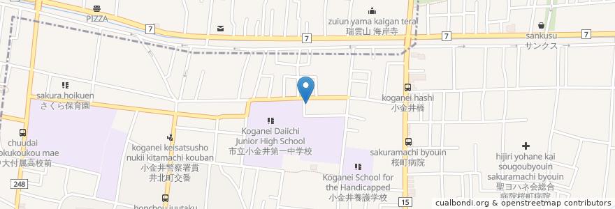Mapa de ubicacion de 桜町上水会館 en 日本, 東京都, 小金井市.