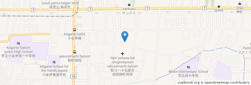 Mapa de ubicacion de 桜町在宅介護支援センター en Japan, Tokyo, Koganei.