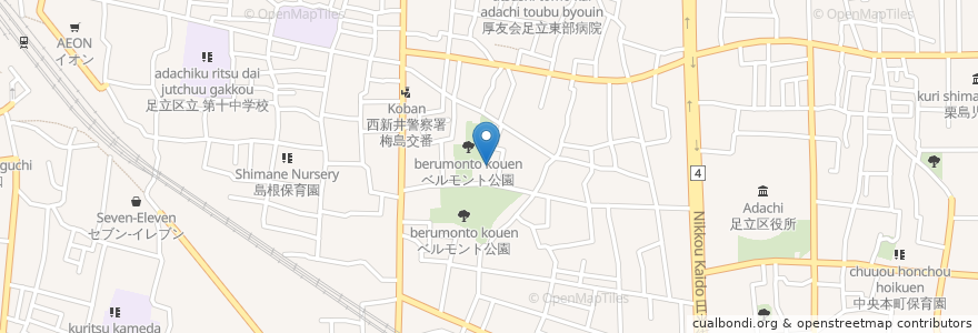Mapa de ubicacion de 梅島住区センター en Jepun, 東京都, 足立区.