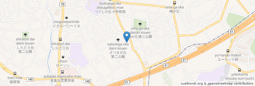 Mapa de ubicacion de 横浜市さつきが丘地域ケアプラザ en Giappone, Prefettura Di Kanagawa, 横浜市, 緑区, 青葉区.