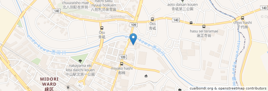 Mapa de ubicacion de 横浜市中山みどり園 en 日本, 神奈川縣, 横滨市, 緑区.