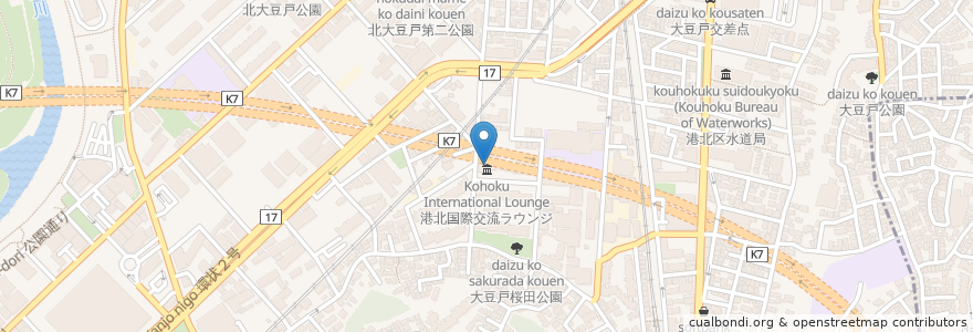 Mapa de ubicacion de 横浜市大豆戸地域ケアセンター en Giappone, Prefettura Di Kanagawa, 横浜市, 港北区.