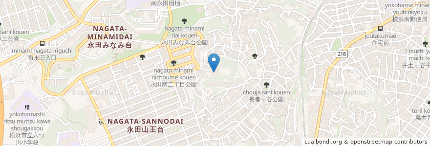 Mapa de ubicacion de 横浜市永田地域ケアプラザ en Japón, Prefectura De Kanagawa, Yokohama, Barrio Minami.