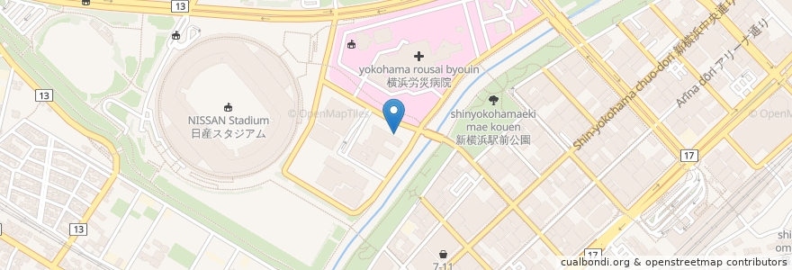 Mapa de ubicacion de 横浜市総合リハビリテーションセンター身体障害者更生施設 en 日本, 神奈川縣, 横滨市, 港北区.