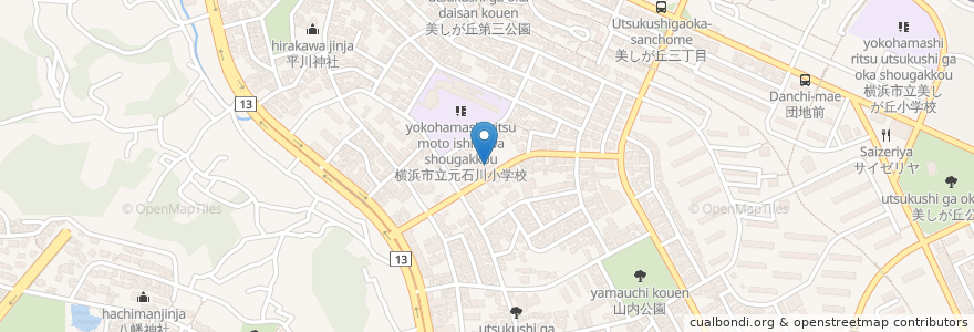 Mapa de ubicacion de 横浜市美しが丘地域ケアプラザ en اليابان, كاناغاوا, 横浜市, 青葉区.