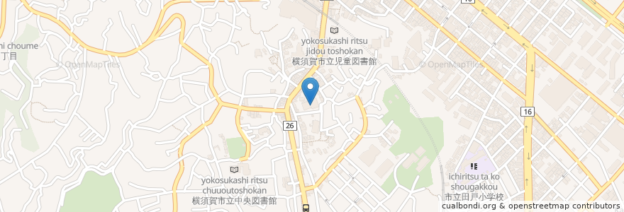 Mapa de ubicacion de 横須賀市点字図書館 en Japão, 神奈川県, 横須賀市.