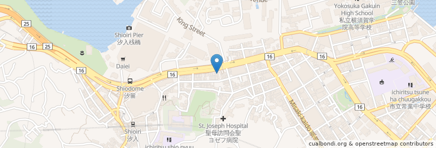Mapa de ubicacion de 横須賀市立本町老人福祉センター en Japón, Prefectura De Kanagawa, 横須賀市.