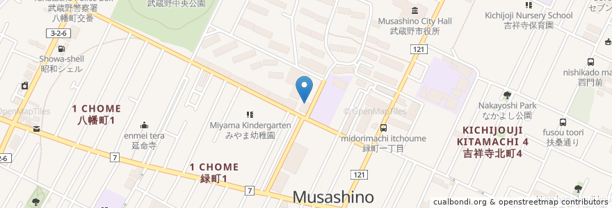 Mapa de ubicacion de 武蔵野市立高齢者総合センター在宅介護支援センター en 일본, 도쿄도, 武蔵野市.
