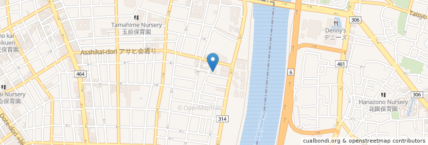 Mapa de ubicacion de 母子生活支援施設さくら荘 en 일본, 도쿄도, 다이토구.