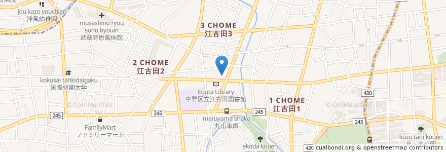 Mapa de ubicacion de 江古田地域センター高齢者集会室 en Japan, Tokyo, Nakano.