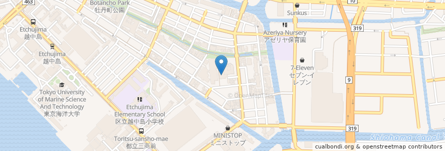 Mapa de ubicacion de 江東区古石場在宅介護支援センター en Япония, Токио, Кото.