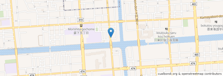 Mapa de ubicacion de 江東区深川老人福祉センター森下分館 en Japão, Tóquio, 江東区.